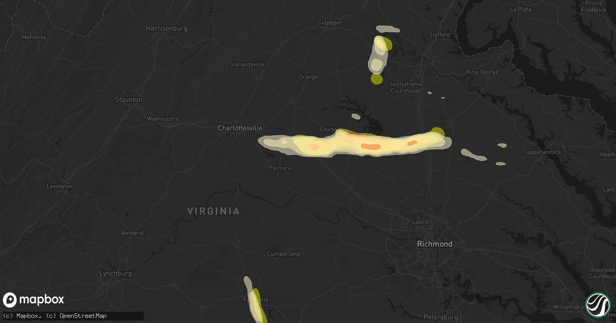 Hail map in Kents Store, VA on July 26, 2026