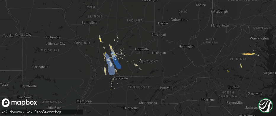 Hail map in Kentucky on July 26, 2026