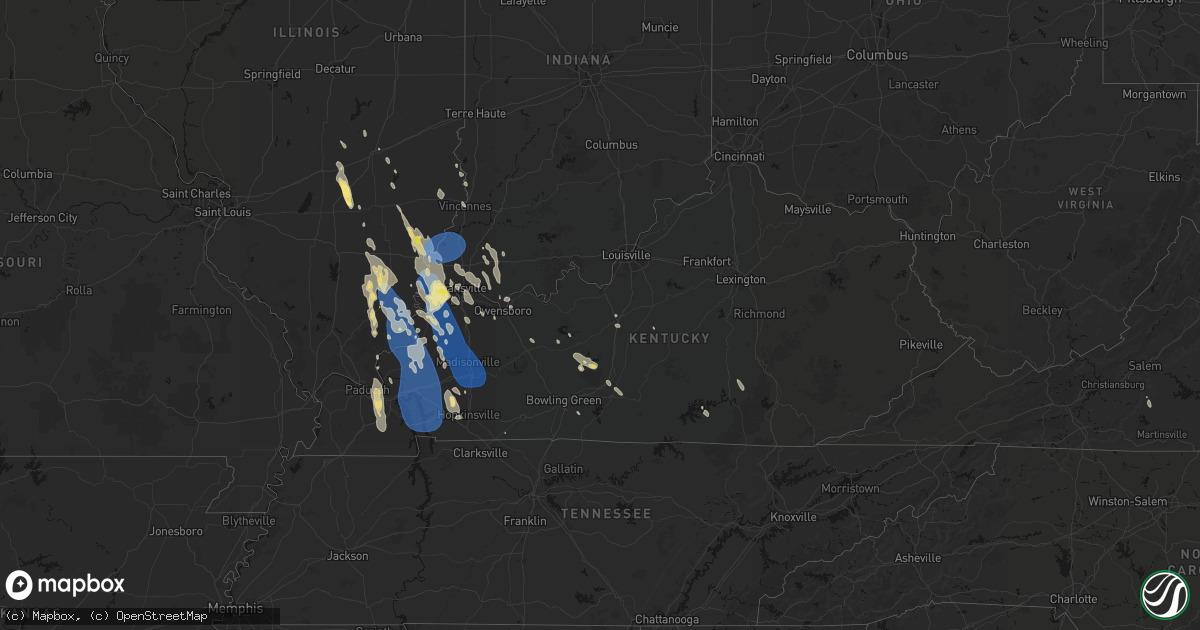 Hail map in Kentucky on July 26, 2026