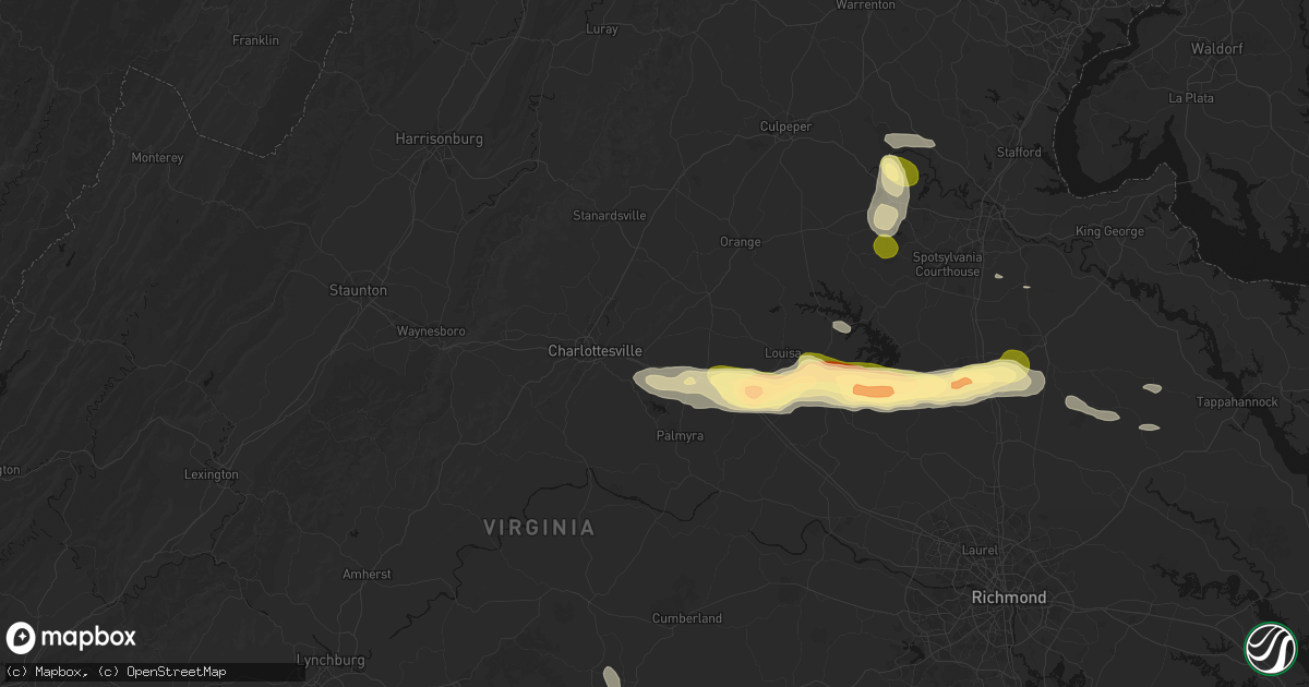 Hail map in Keswick, VA on July 26, 2026