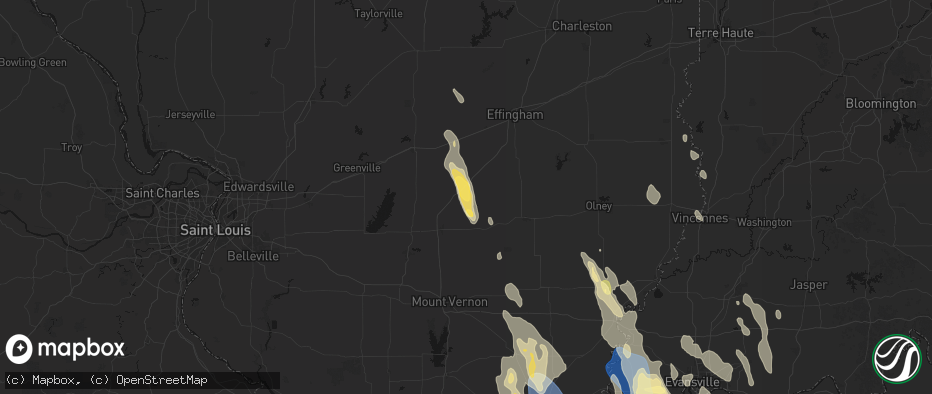 Hail map in Kinmundy, IL on July 26, 2026