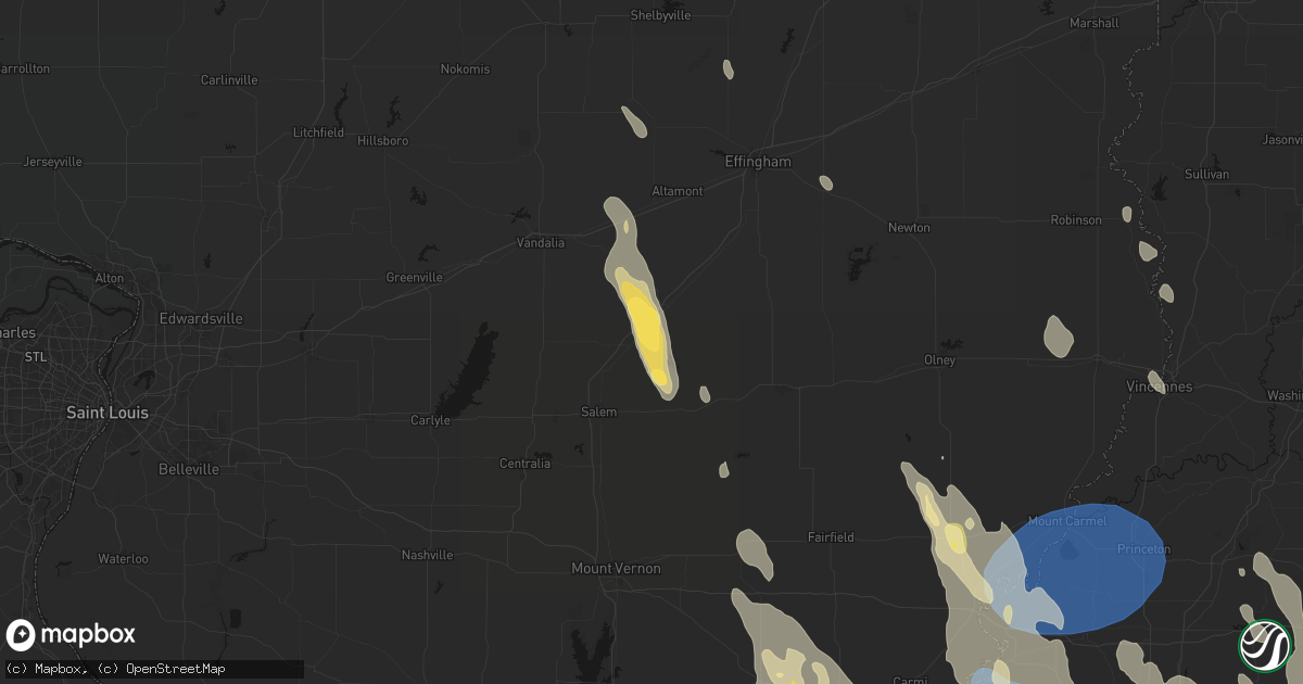 Hail map in Kinmundy, IL on July 26, 2026