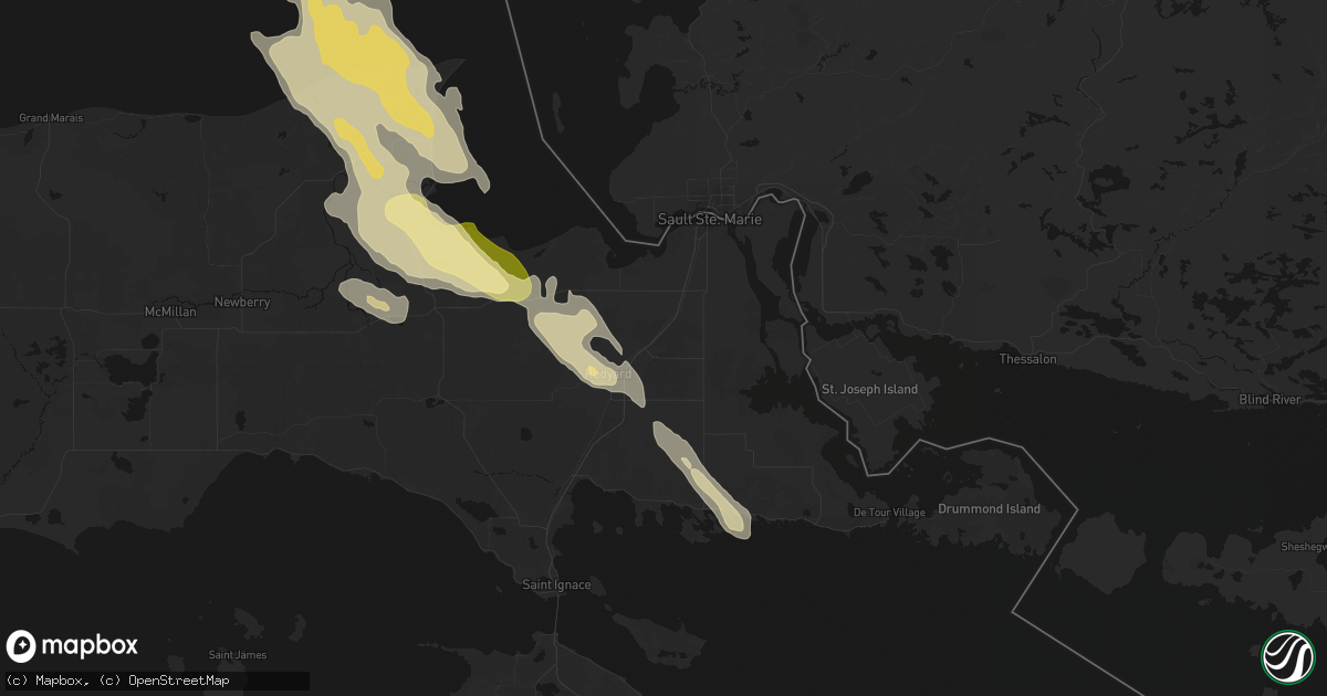Hail map in Kinross, MI on July 26, 2026