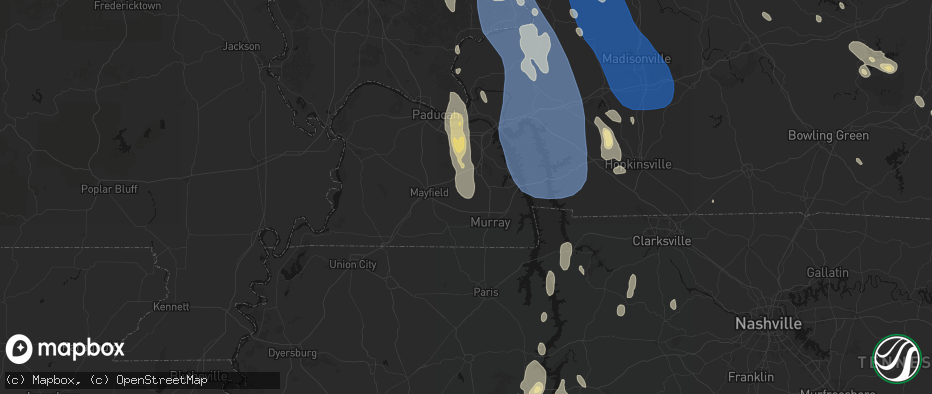 Hail map in Kirksey, KY on July 26, 2026