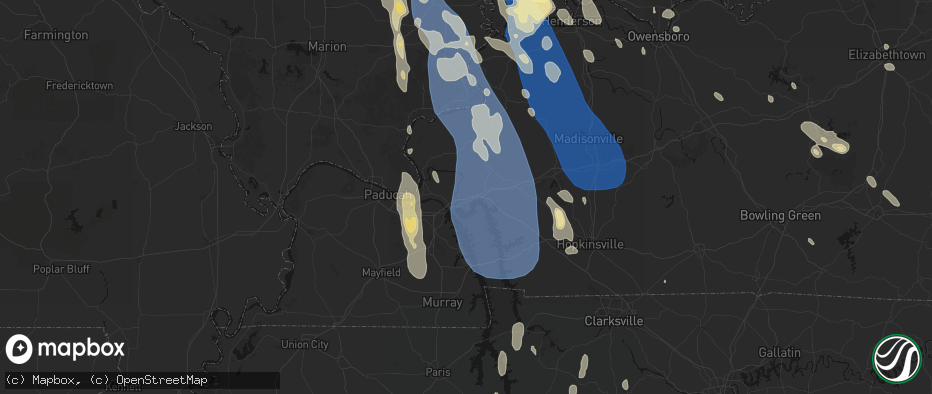 Hail map in Kuttawa, KY on July 26, 2026