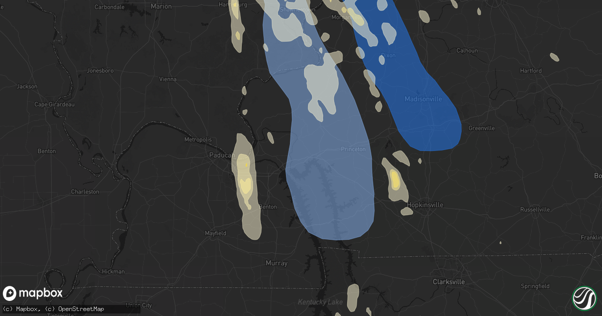 Hail map in Kuttawa, KY on July 26, 2026