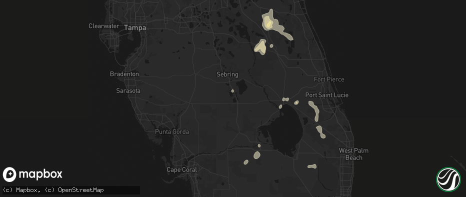 Hail map in Lake Placid, FL on July 26, 2026