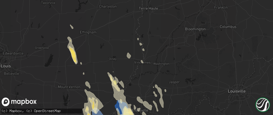 Hail map in Lawrenceville, IL on July 26, 2026