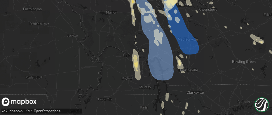 Hail map in Ledbetter, KY on July 26, 2026