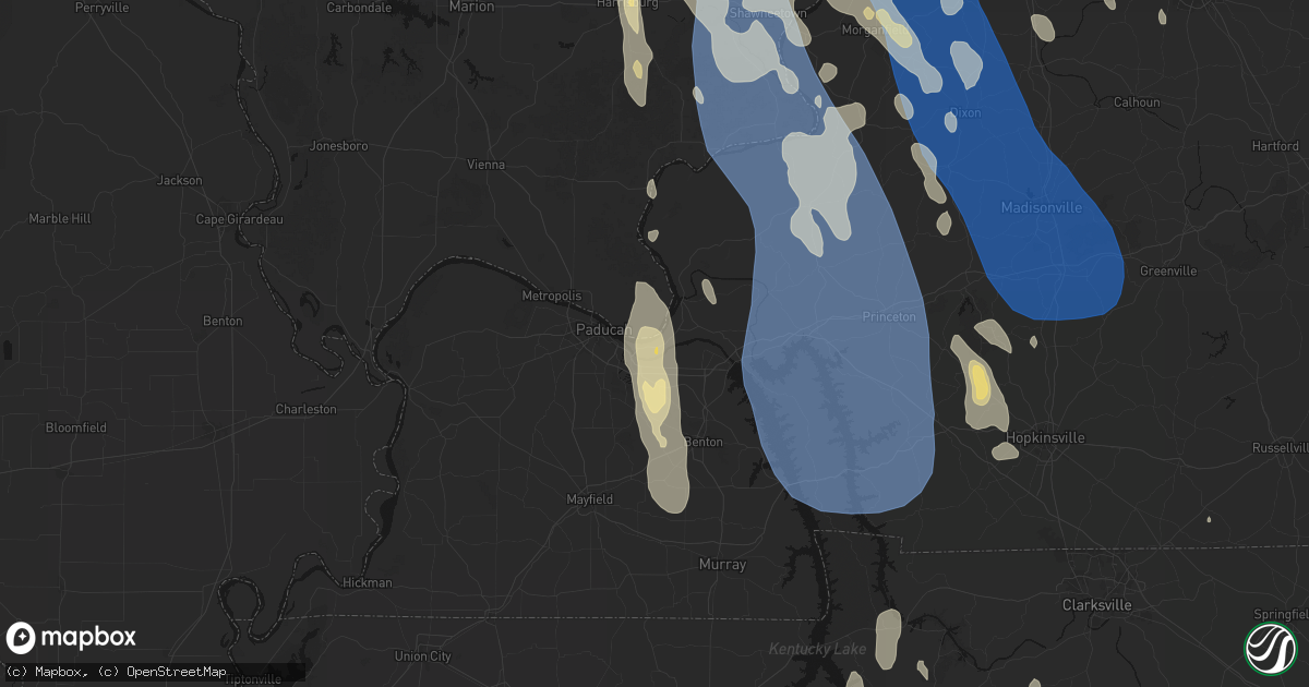 Hail map in Ledbetter, KY on July 26, 2026