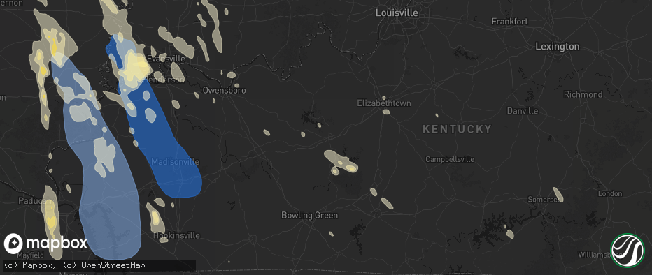 Hail map in Leitchfield, KY on July 26, 2026