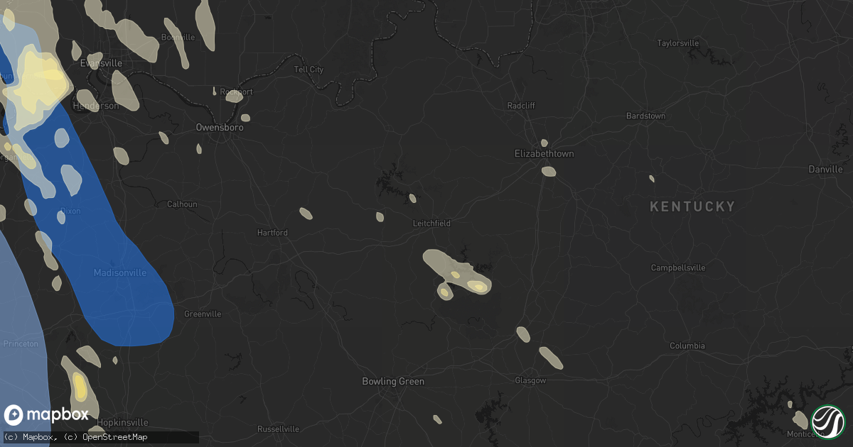 Hail map in Leitchfield, KY on July 26, 2026