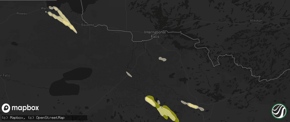 Hail map in Littlefork, MN on July 26, 2026