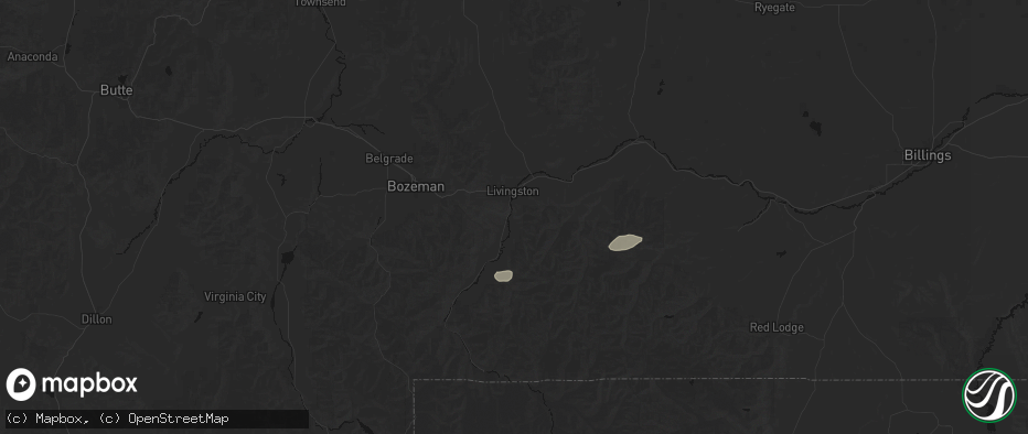 Hail map in Livingston, MT on July 26, 2026