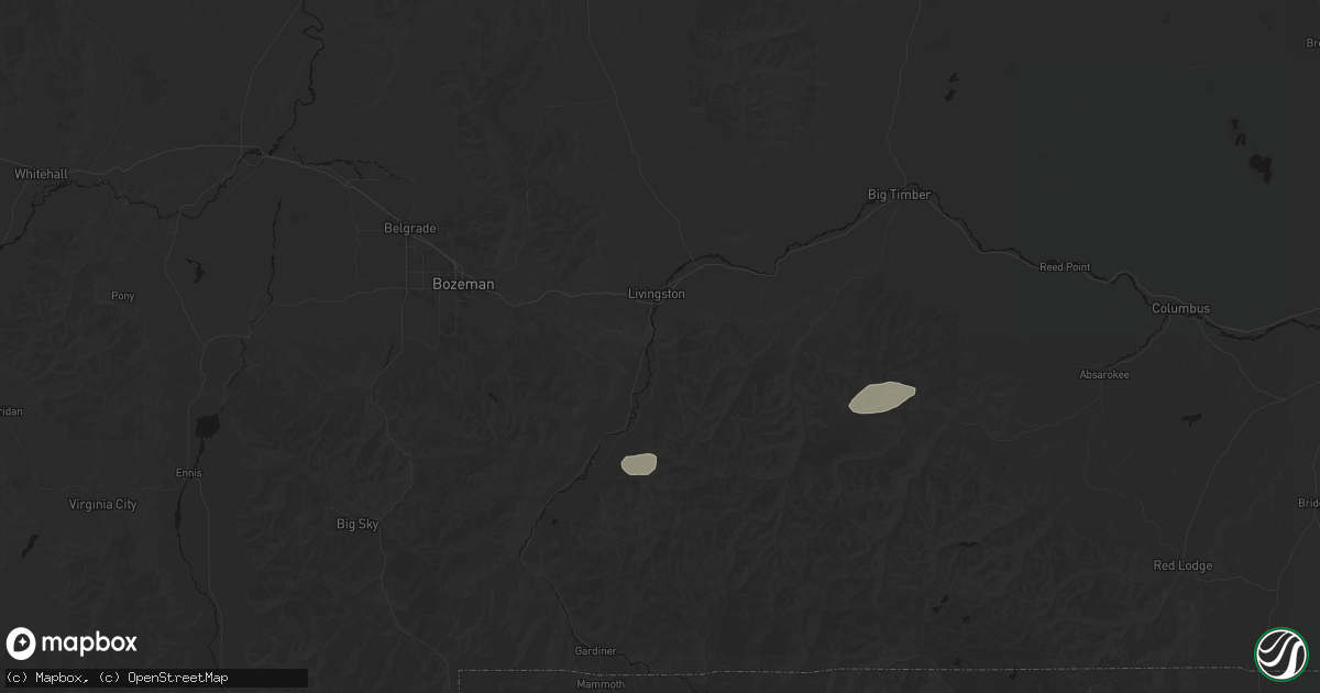 Hail map in Livingston, MT on July 26, 2026