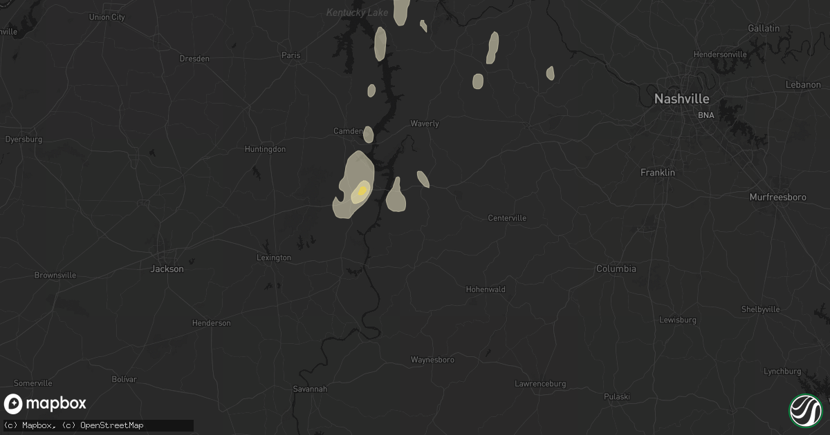 Hail map in Lobelville, TN on July 26, 2026