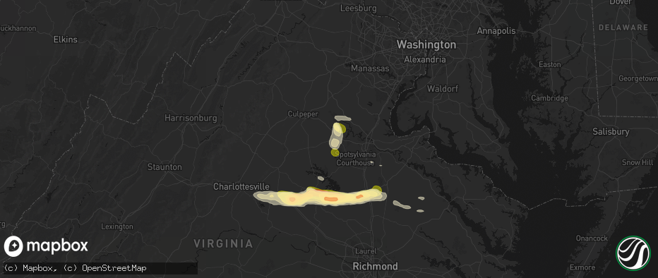 Hail map in Locust Grove, VA on July 26, 2026
