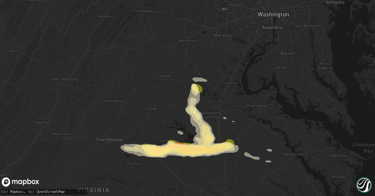 Hail map in Locust Grove, VA on July 26, 2026