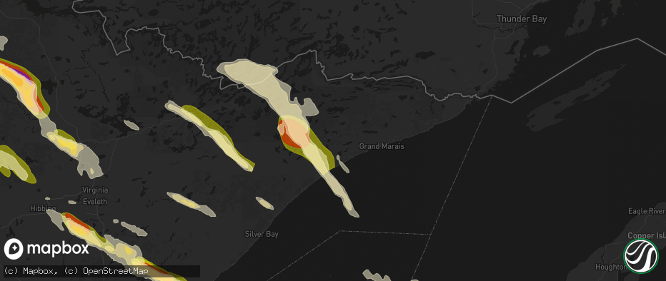 Hail map in Lutsen, MN on July 26, 2026