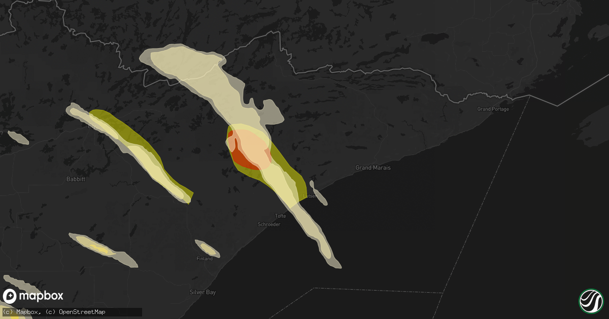 Hail map in Lutsen, MN on July 26, 2026