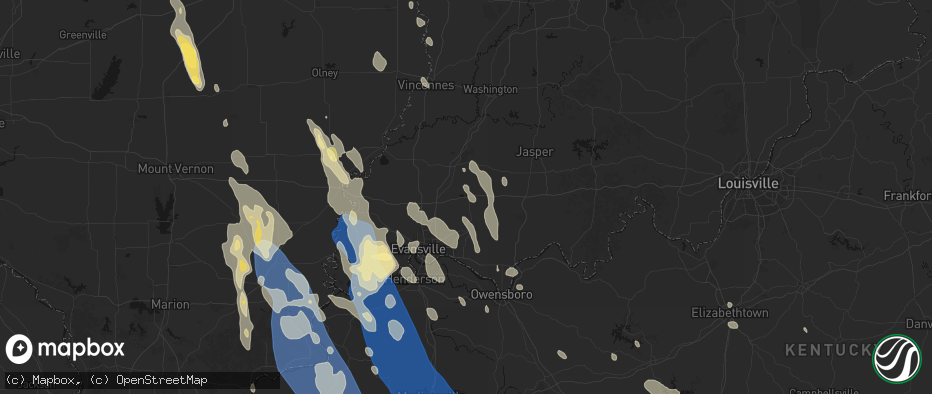 Hail map in Lynnville, IN on July 26, 2026