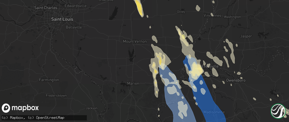 Hail map in Macedonia, IL on July 26, 2026