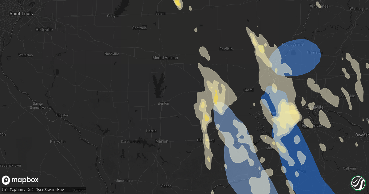 Hail map in Macedonia, IL on July 26, 2026