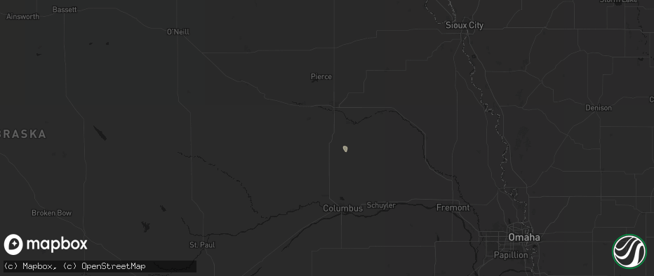 Hail map in Madison, NE on July 26, 2026