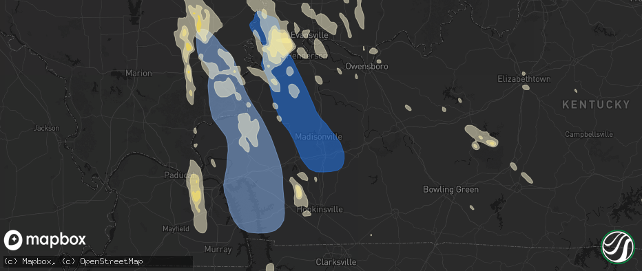 Hail map in Madisonville, KY on July 26, 2026