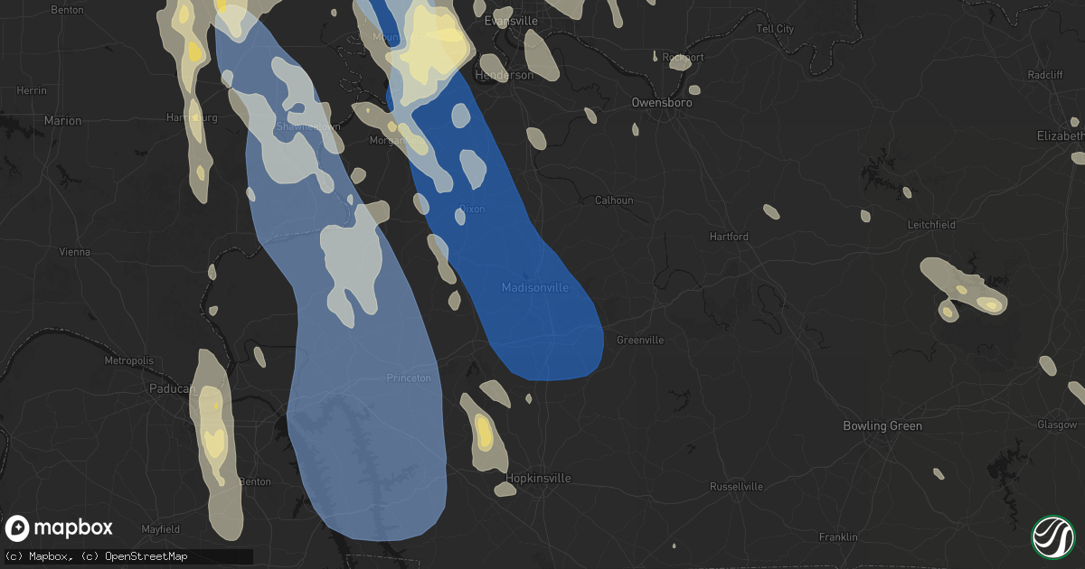 Hail map in Madisonville, KY on July 26, 2026