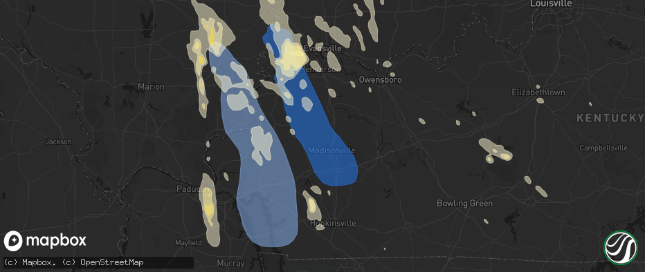 Hail map in Manitou, KY on July 26, 2026