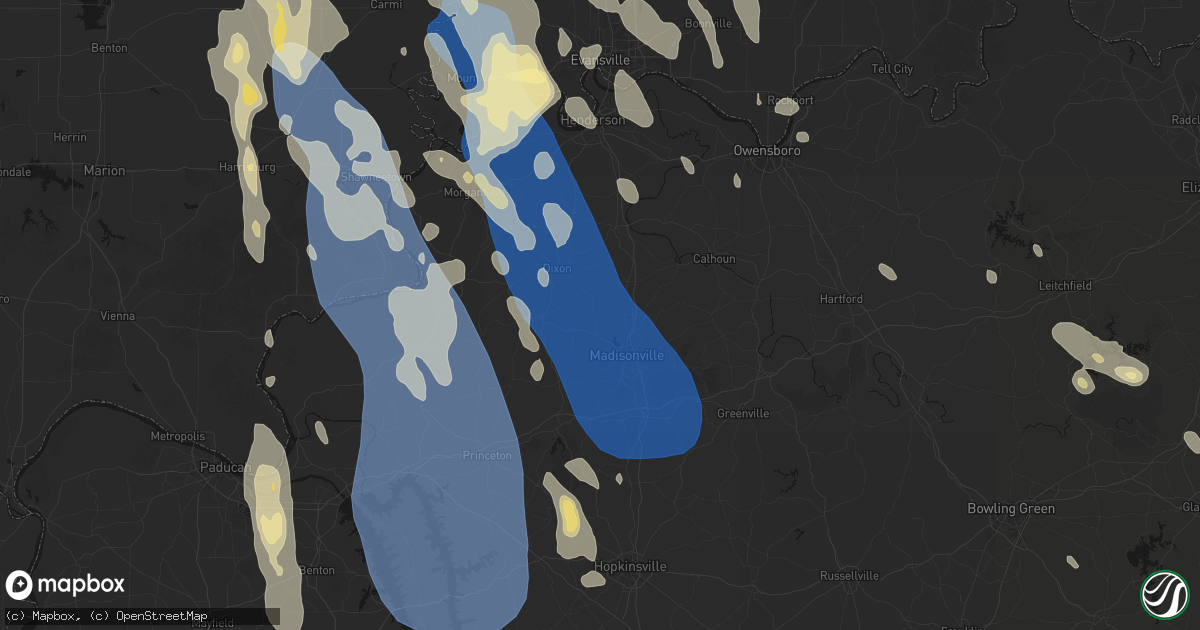 Hail map in Manitou, KY on July 26, 2026