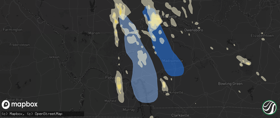 Hail map in Marion, KY on July 26, 2026