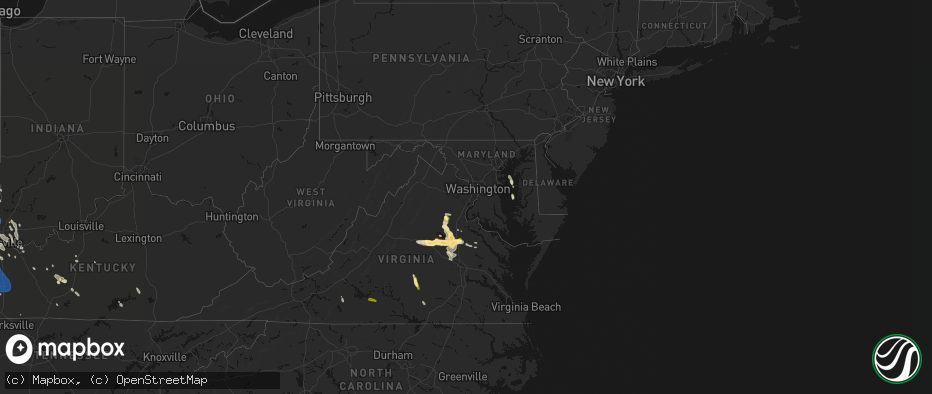 Hail map in Maryland on July 26, 2026