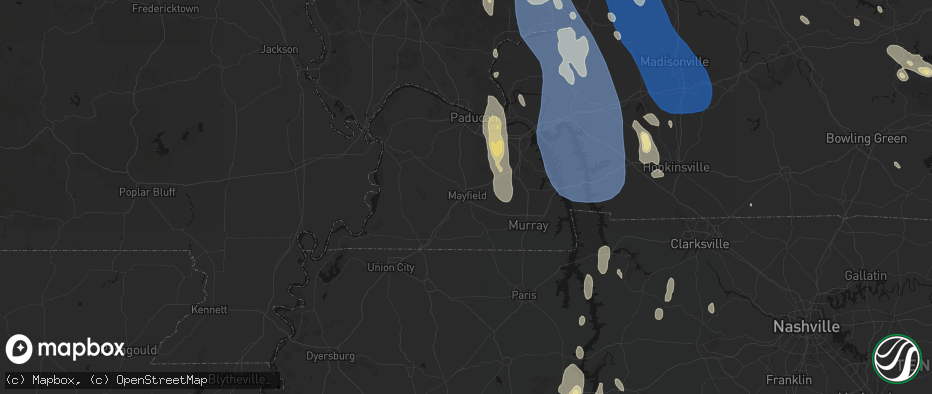 Hail map in Mayfield, KY on July 26, 2026