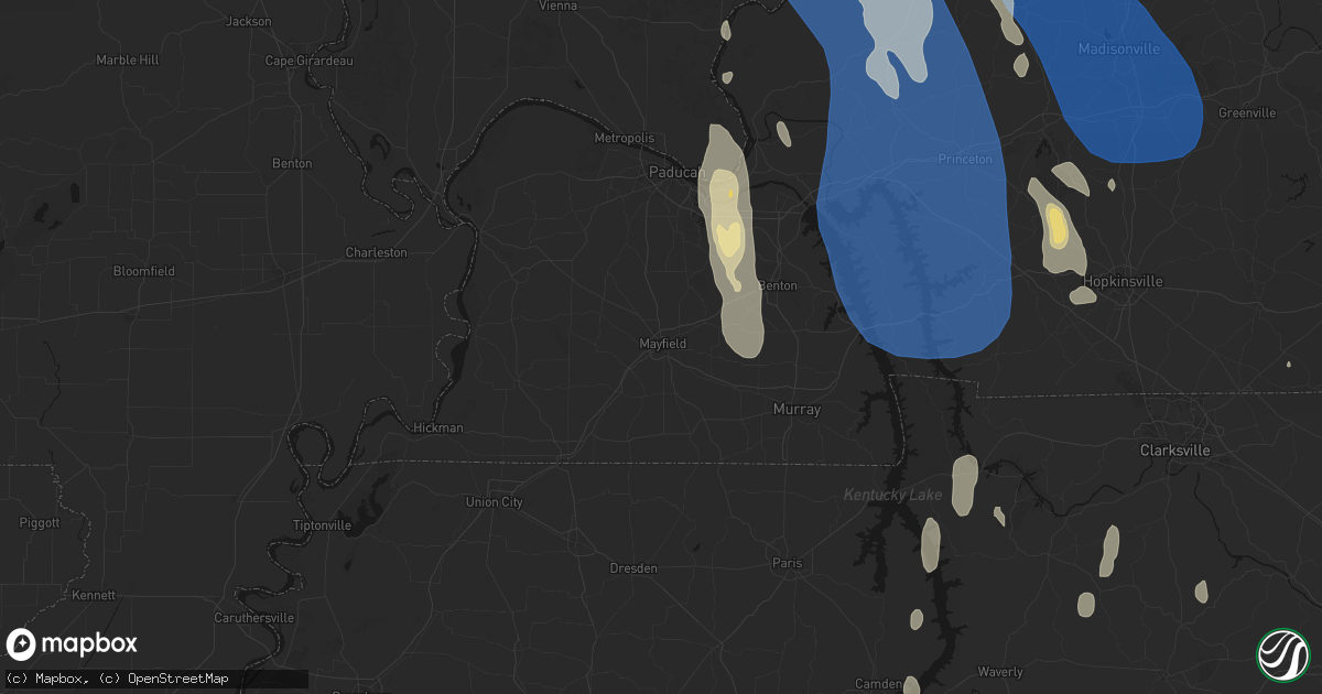 Hail map in Mayfield, KY on July 26, 2026
