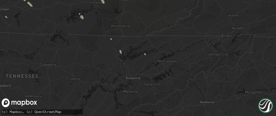 Hail map in Maynardville, TN on July 26, 2026