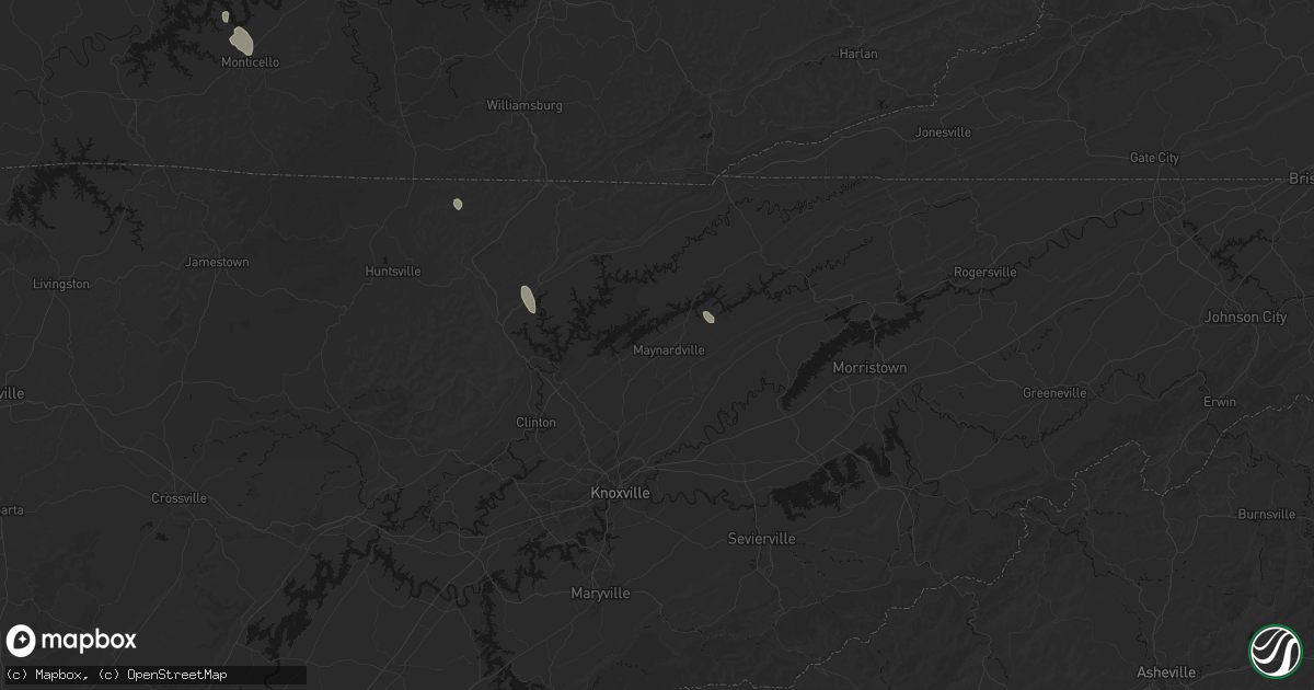 Hail map in Maynardville, TN on July 26, 2026