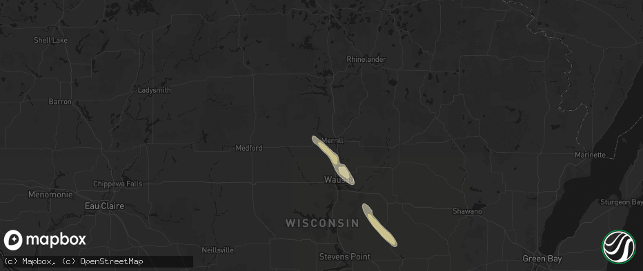 Hail map in Merrill, WI on July 26, 2026
