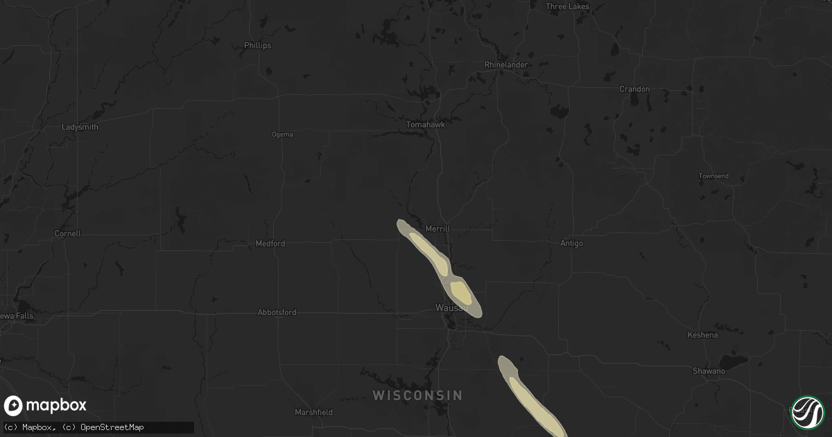 Hail map in Merrill, WI on July 26, 2026