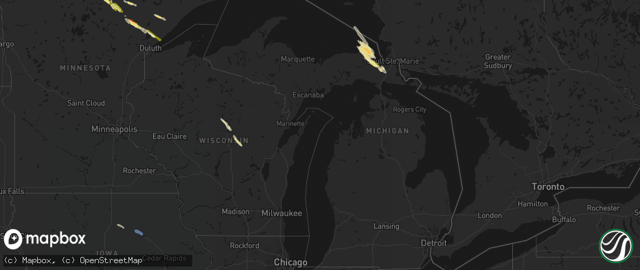 Hail map in Michigan on July 26, 2026