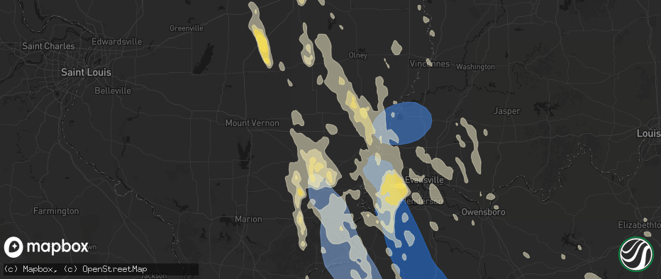 Hail map in Mill Shoals, IL on July 26, 2026