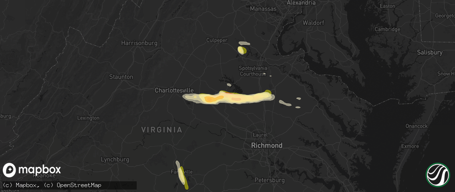 Hail map in Mineral, VA on July 26, 2026