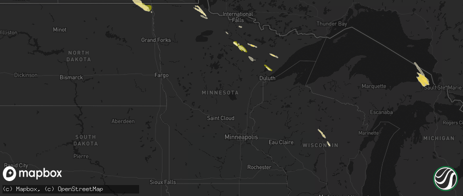 Hail map in Minnesota on July 26, 2026