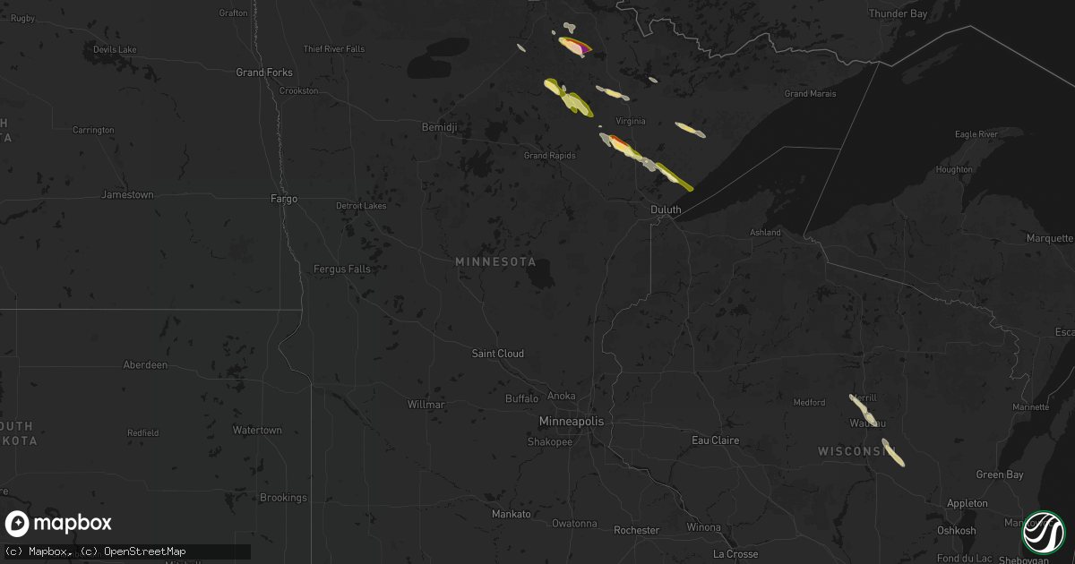 Hail map in Minnesota on July 26, 2026
