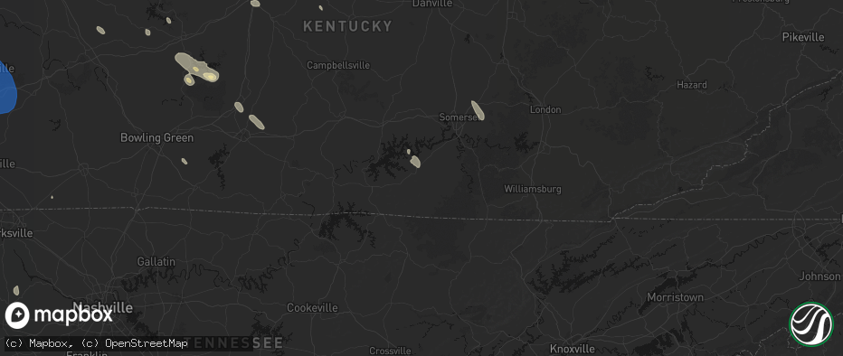 Hail map in Monticello, KY on July 26, 2026