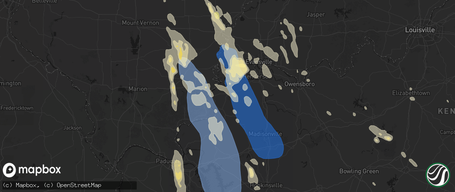 Hail map in Morganfield, KY on July 26, 2026