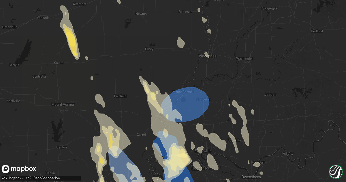 Hail map in Mount Carmel, IL on July 26, 2026