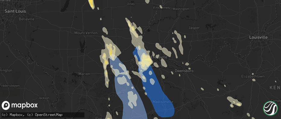Hail map in Mount Vernon, IN on July 26, 2026