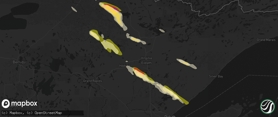 Hail map in Mountain Iron, MN on July 26, 2026
